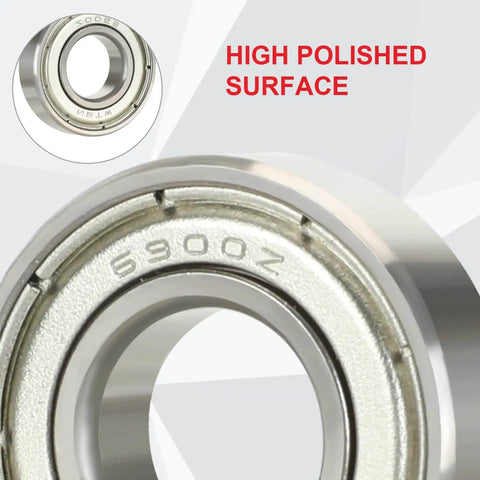 Close-up of chrome steel 6900Z bearing from Mini Bike Steering Bearings And Bushing Kit For Coleman CT200U BT200X CT200U EX RT100 RT200 And Predator 212cc Minibikes Chrome Steel Axle Sleeve Deep Groove Ball Bearings Wear Resistant Durable And Easy Fit, showing high polished surface.