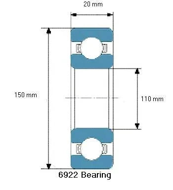 Roulement à Billes 6922DDU 110x150x20mm – Double Joint, Noir, Marque Uxcell