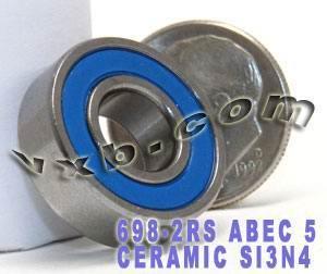 698-2RS Bearing 8x19x6 Si3N4 Ceramic ABEC-5 Miniature - VXB Ball Bearings