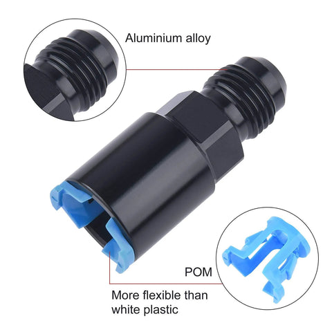 Beefy 6AN Male To 3/8 Inch And 5/16 Inch SAE Quick Disconnect Female Push On EFI Fuel Rail Fittings Aluminum 6061-T6