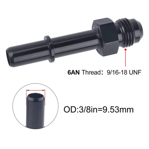 6AN To Three Eighths Inch SAE Quick Disconnect EFI Fitting Adapter Aluminum 6061 T6 Push On Male EFI Connector For Fuel Lines