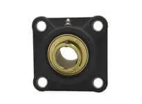 Front view of 3/4 in Wide Set Screw Pillow Block, 4-Bolt Black Plastic Housing with Zinc Insert, Single Unit Flange Mount
