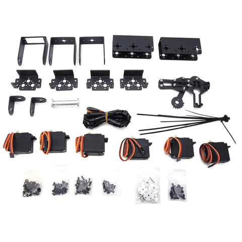 Components of Six Degree Of Freedom Robotic Arm Kit With Six Servo Motors for Education and STEM projects