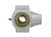Front view of 1-3/16 in Wide Set Screw Take-Up Unit, Single Zinc Housing with White Plastic Insert, Model UCTPL206-19MZ2W.