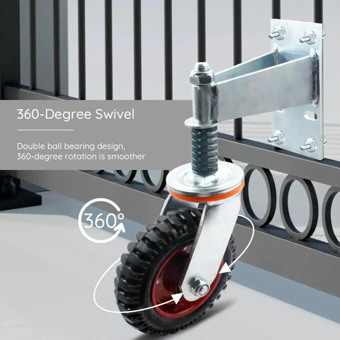 6 Inch Gate Caster With 360 Degree Rotation Spring Loaded Heavy Duty Fence Gate Wheels For Metal Tubes Mounted on Gate
