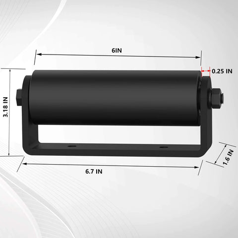 6 Inch Sliding Gate Guide Rollers 2 Pack with C Post Welded Bracket Heavy Duty Hard Nylon Rollers dimensions illustration.