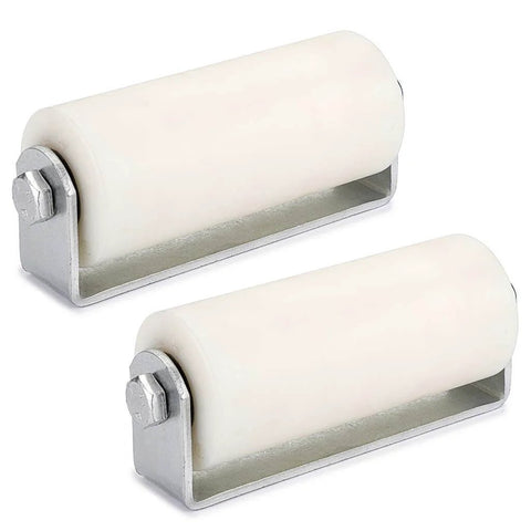 Two 6" Slide Gate Guide Rollers with Post Welded Bracket, UHMW Hard Nylon Sliding Gates Guider, Heavy Duty Sealed Ball Bearing, Pack of 2