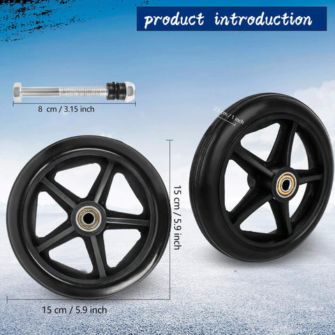 6 Pack 6 Inch Replacement Walker Wheels Kit With Bearings And Screws For Wheelchairs And Walkers Rubber Rollator Wheels