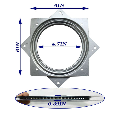 6 Pack 6 Inch Square Lazy Susan Hardware, Heavy Duty Zinc Plated Steel Turntable Bearings with 360 Rotation, 500 lb Load Capacity