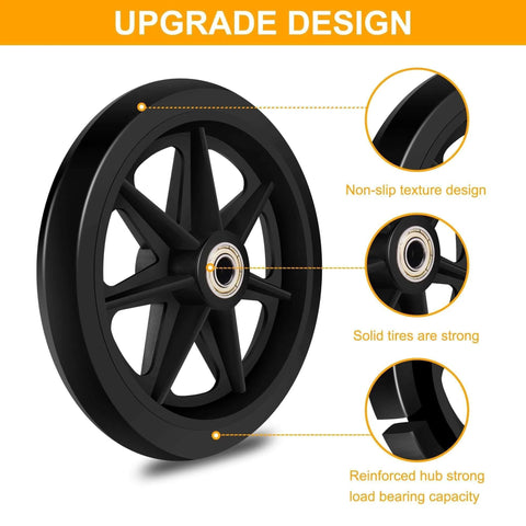 2Pcs 6 Inch Replacement Wheelchair Wheels for Walkers - Environmentally Friendly Rubber Material, Wear-Resistant PU Tires