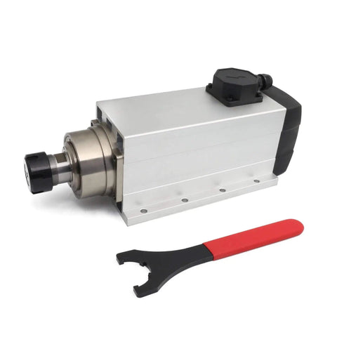 Square 6KW 380V ER32 Water Cooled Spindle Motor With Four Bearings, High Speed Live Spindle for CNC Routers and Milling Machines, side view