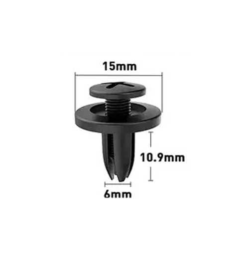 6mm Hole Push-in Plastic Rivet Sheet Metal Plugs size 10.9mm clip long, Bumper Type Fasteners Clips Nylon Push 6x10.9mm