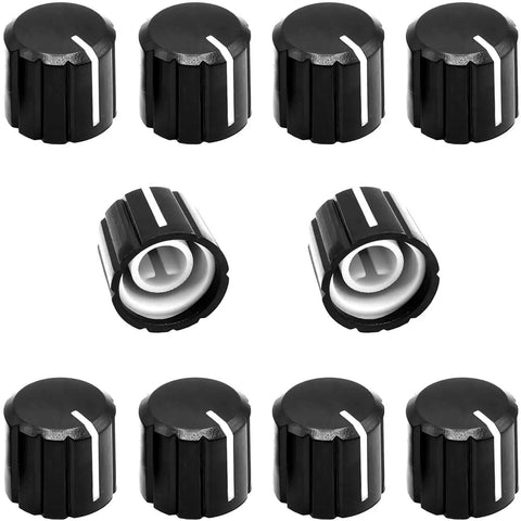 10 Pcs 6mm D Type Potentiometer Knobs For 6 Mm Shaft Dope Volume Tone Rotary Knobs For Encoder Electric Guitar Speaker DJ Controller Mixer Replacement Black 15x13.5mm