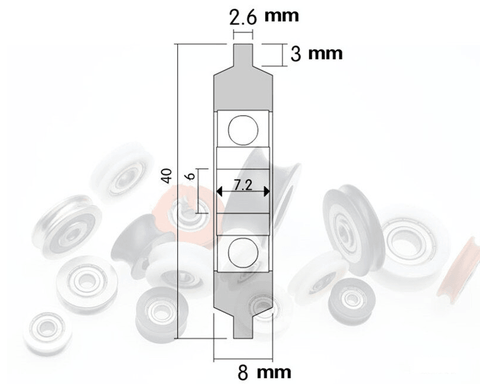 6mm Bore Bearing with 40mm pom plastic roller wheel Miniature Ball Bearings NYLON pulley 6x40x8mm - VXB Ball Bearings