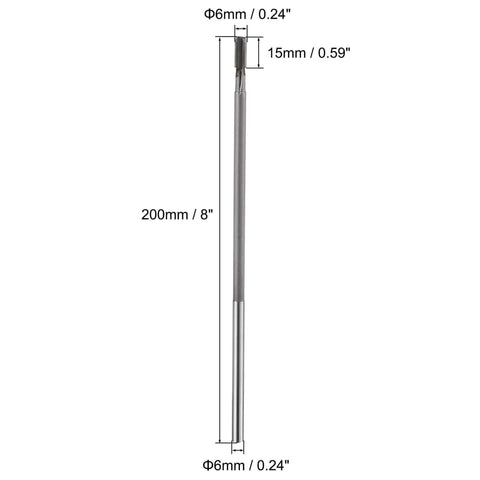 6mm Chucking Reamer With High Speed Steel Carbide Tip For Lathe And Milling, H7 Tolerance, 8 Inch Length, straight view