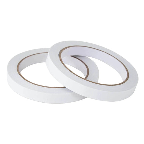 Two Rolls Of One Quarter Inch Six Millimeter Double Sided Adhesive Tape For Arts And Crafts Scrapbooking Card Making Gift Wrapping DIY Projects Photography And Office School Supplies Easy To Peel Yet Strong Hold And Removable By Hand photographed side by side