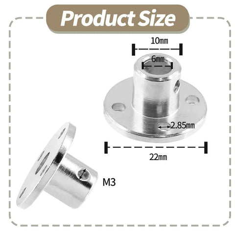 Dimension view of 4 Piece 6mm Flange Coupling Connector Set With Rigid Shaft Hub and Wrench for RC Motors.