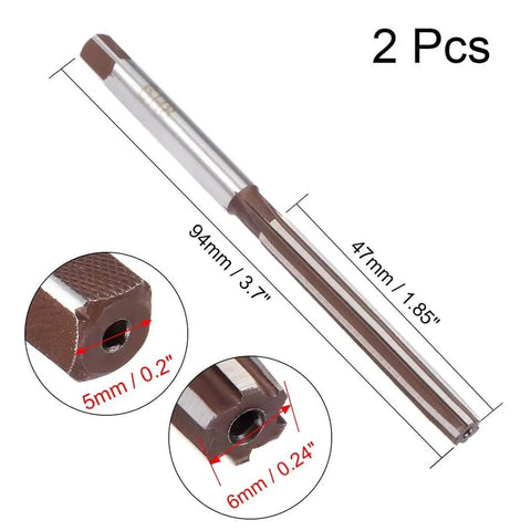 6mm Hand Reamer Set With 6 Straight Flutes In Tough Alloy Tool Steel H8 For Metal Precision Reaming, side and dimensions view