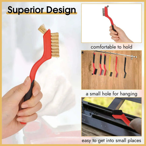6 Pieces Wire Brushes Set, Small Metal Brass/Stainless Steel/Nylon Brushes for Cleaning Metal Rust Remover and Paint Removal
