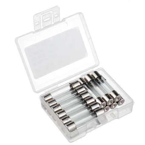 Six By Thirty Millimeter 6x30mm Fast Blow Glass Fuses 15 Amp 250 Volt F15AL250V pack of 18 in plastic storage case