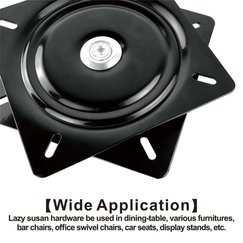 2 Pack 7 Inch Square Lazy Susan Turntable Bearings, Heavy Duty Zinc Plated Swivel Hardware, Black Plates for Wide Application