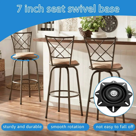 Two Piece 7 Inch Heavy Duty Bar Stool Rotating Plate Replacement in stools at counter, 360 Degree Square Rotating Mechanism.