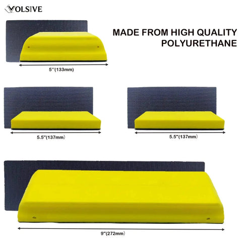 7 Piece Hand Sanding Block Set With Interchangeable Pads for Auto Body Polishing in various sizes and polyurethane material