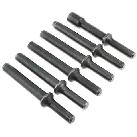 7 Piece Air Hammer Rivet Bit Set With 0.401 Shank For Pneumatic Rivet Hammers, Beefy 45# Steel Bits For Hollow, Solid And Half Hollow Rivets