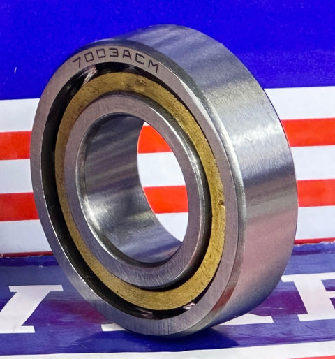 7003ACM Angular Contact bearing Bronze Cage 17x35x10 - VXB Ball Bearings