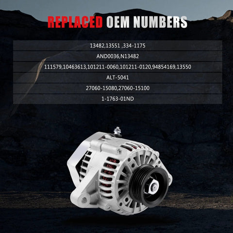 New Alternator Replacement For Toyota Celica 1.8L 1994 1997 For Corolla 1.6L 1993 1997 For Geo Prizm 1993 1997 front view