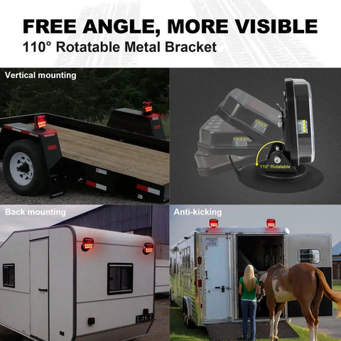 NeaLia wireless LED trailer light with 110° rotatable magnetic bracket; for trailers, RVs, boats; IP67 waterproof.