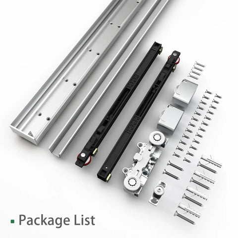 Concealed Barn Door Hardware Kit With Soft Close Mechanism And Invisible Wall Mount Aluminum Track For Smooth Operation