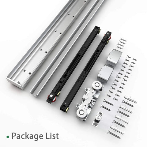 Concealed Barn Door Hardware Kit With Soft Close, Invisible Wall Mount Aluminum Track For Smooth Hidden Sliding, Fits Door Openings 40 To 44 Inches