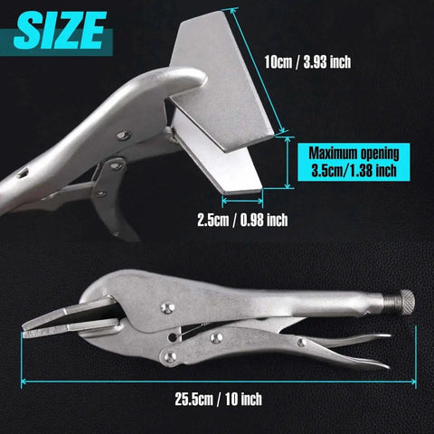 10 Inch Locking Pliers Sheet Metal Clamp Extra Wide Duck Billed Jaw Beefy Heavy Duty Vise Grip Clamp with size dimensions