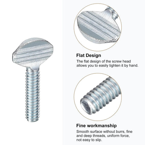 Thumb Screws One Quarter Inch Twenty Thread Fully Threaded Carbon Steel Galvanized One Inch Long view showing design and threads