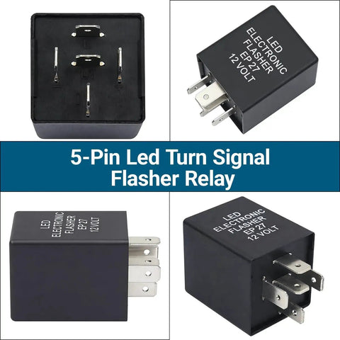 5 Pin LED Turn Signal Flasher Relay for Hyper Flash Fix EP27N Electronic Indicator shown from multiple angles