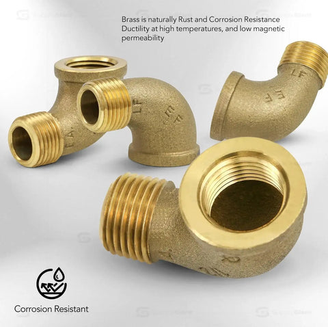 1 Inch Brass Street Elbow 90 Degree With Male And Female NPT Threaded Fittings, Lead Free Brass Construction, Corrosion Resistant