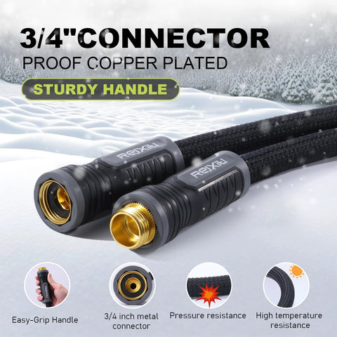 Relxitl garden hose, black 50 ft, ultra-lightweight non-expanding hose with 3/4-inch brass connectors