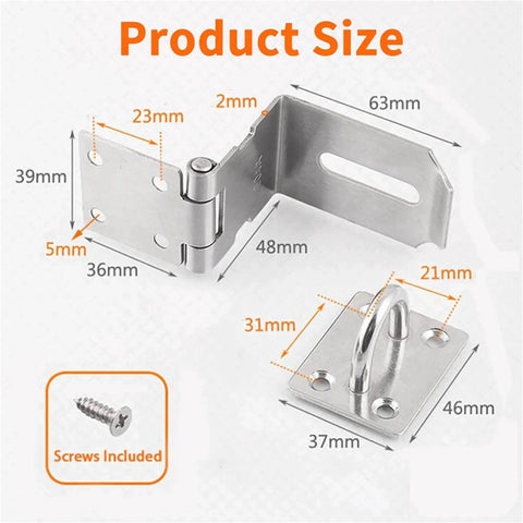 4 Inch Door Hasp Latch 90 Degree Stainless Steel Right Angle Padlock Hasp Locking Latch For Push Sliding Barn Doors
