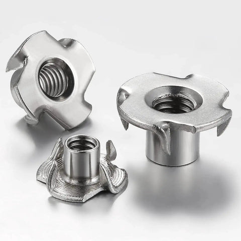304 Stainless T Nut 100 Pack Four Jaw Quarter Inch 20 Thread For Home Outdoor close-up view