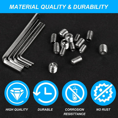 80 Piece Hex Set Screws Kit For Home DIY And Furniture Repair, Grub Screws M3 To M8 In Stainless Steel, shown with hex keys