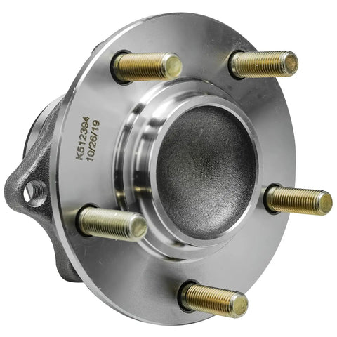 Front view of Rear Wheel Bearing Hub Assembly for Mitsubishi Lancer 2008 to 2017, Outlander 2008 to 2013, and Outlander Sport 2011 to 2012 FWD Models Replacement Kit with Hub and Bearing with 5 lugs and 4-bolt flange.