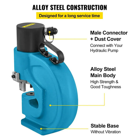 35 Ton Hydraulic Hole Punch Tool For Iron Copper Aluminum And Stainless Steel Sheets With 109mm Throat And High Carbon Tungsten Die Set.