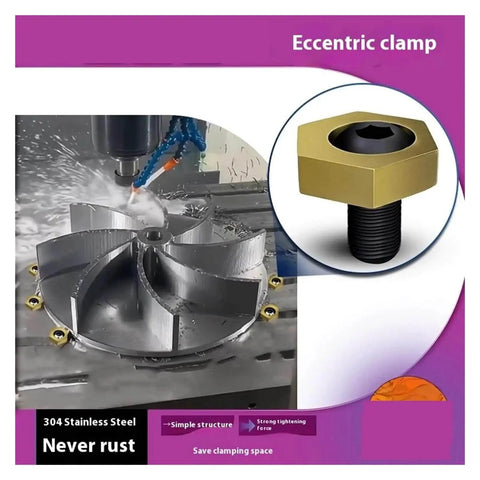 Six Pack CNC Eccentric Clamp Set, Stainless Steel Hexagonal Fixture Clamps With Nut For Workholding, Thread M4 To M16