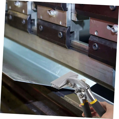 3 Inch Hand Seaming Pliers Manual Metal Bender in use bending a metal sheet with straight jaw design and anti-slip grip