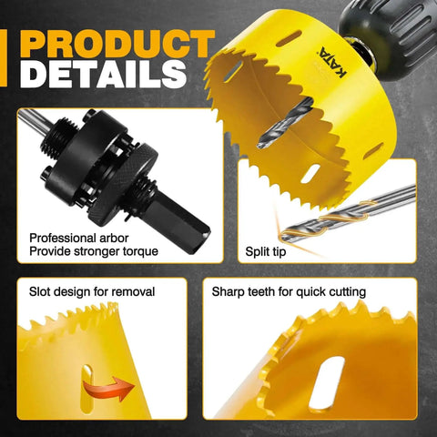6 Inch Hole Saw For Recessed Lights With Dust Bowl And Silicone Catcher, Includes Arbor, Replacement Drill Bit And Hex Key, close-up