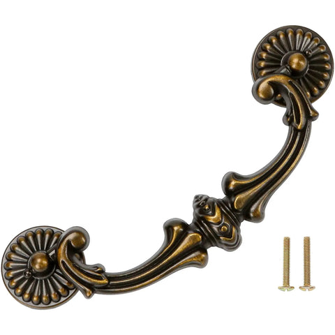 Drop Bail Drawer Pull 5 Inch Center To Center 128 Mm Hole Spacing Includes 2 Screws Antique Brass Finish bronze metal hardware