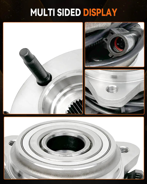 Front Wheel Bearing Hub Assembly 515003 Fits Ford Explorer Ranger Mercury Mountaineer Mazda B3000 B4000 4WD AWD With ABS 5 Lug Replacement Drop In Ready Premium Grade Durable Alloy Construction For Easy Install And Long Lasting Performance, multi-sided view.