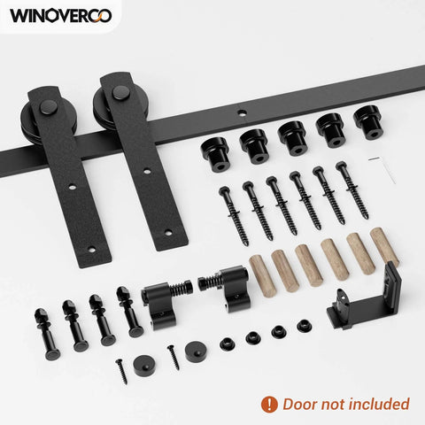 Built Tough 66 Inch Sliding Barn Door Hardware Kit With Five And A Half Foot Rail For Heavy Duty Aluminum Track System Adjustable