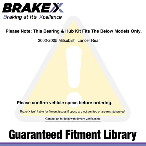 Warning note about fitment for Rear Left Wheel Bearing And Hub Assembly For 2002 2003 2004 2005 Mitsubishi Lancer HC Series